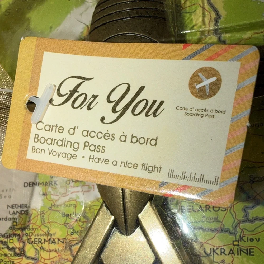 Gold Tone‎ Bottle Opener Gift Set Vintage Looking Airplane NEW in Box